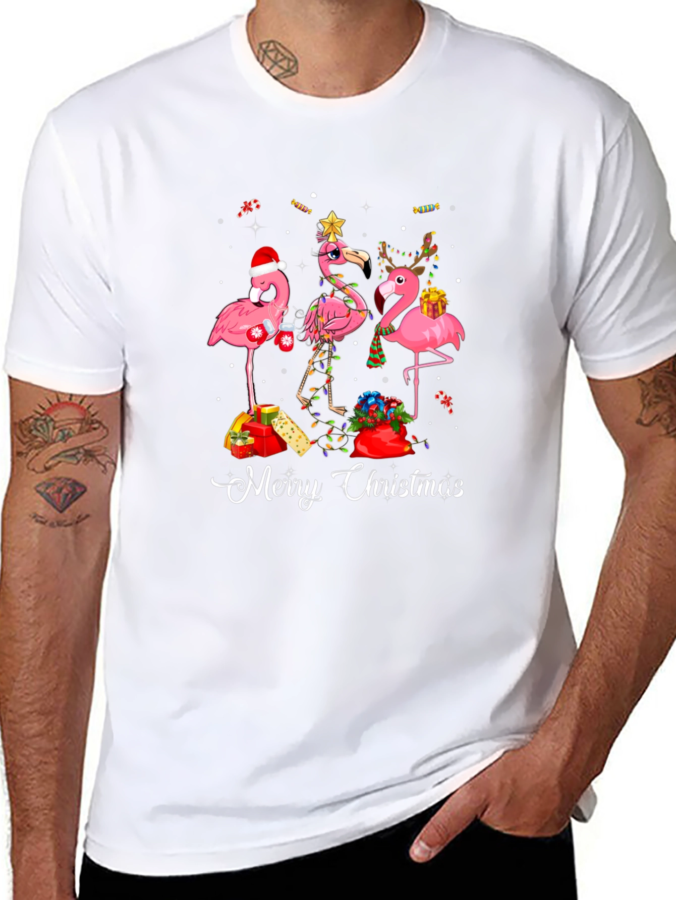 Festive Flamingo Christmas T-Shirt