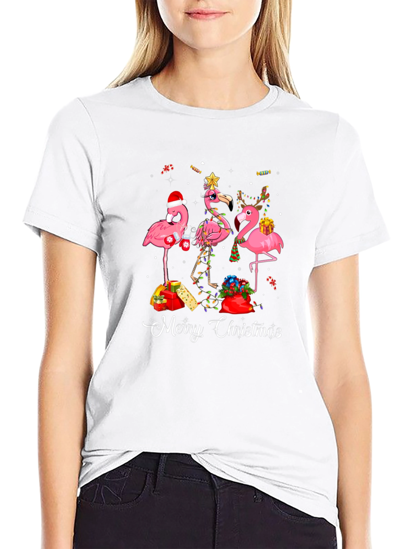 Festive Flamingo Christmas T-Shirt
