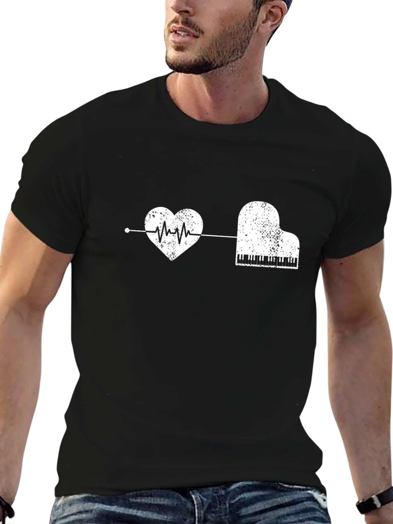 Heartbeat Piano T-Shirt - Music Lover Tee