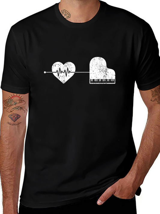Heartbeat Piano T-Shirt - Music Lover Tee