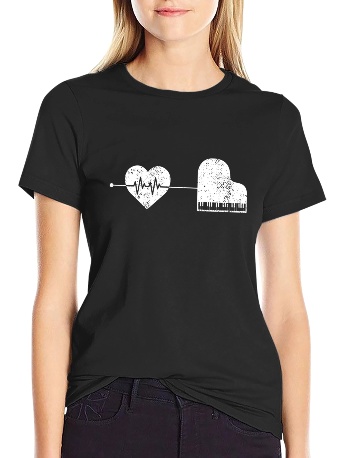 Heartbeat Piano T-Shirt - Music Lover Tee