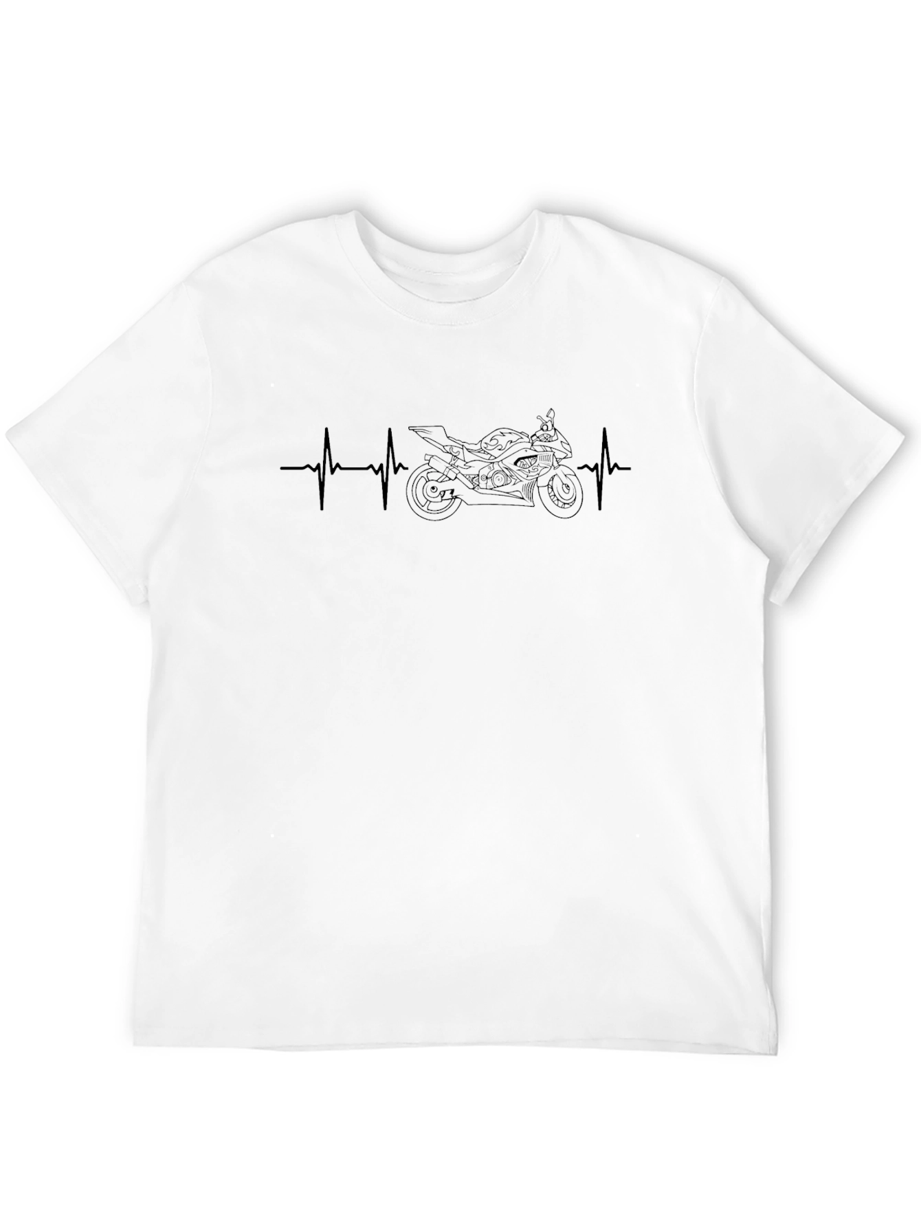 Motorcycle Heartbeat Graphic Tee - Black