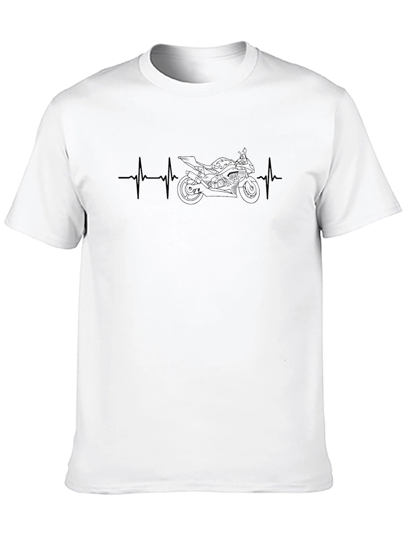 Motorcycle Heartbeat Graphic Tee - Black