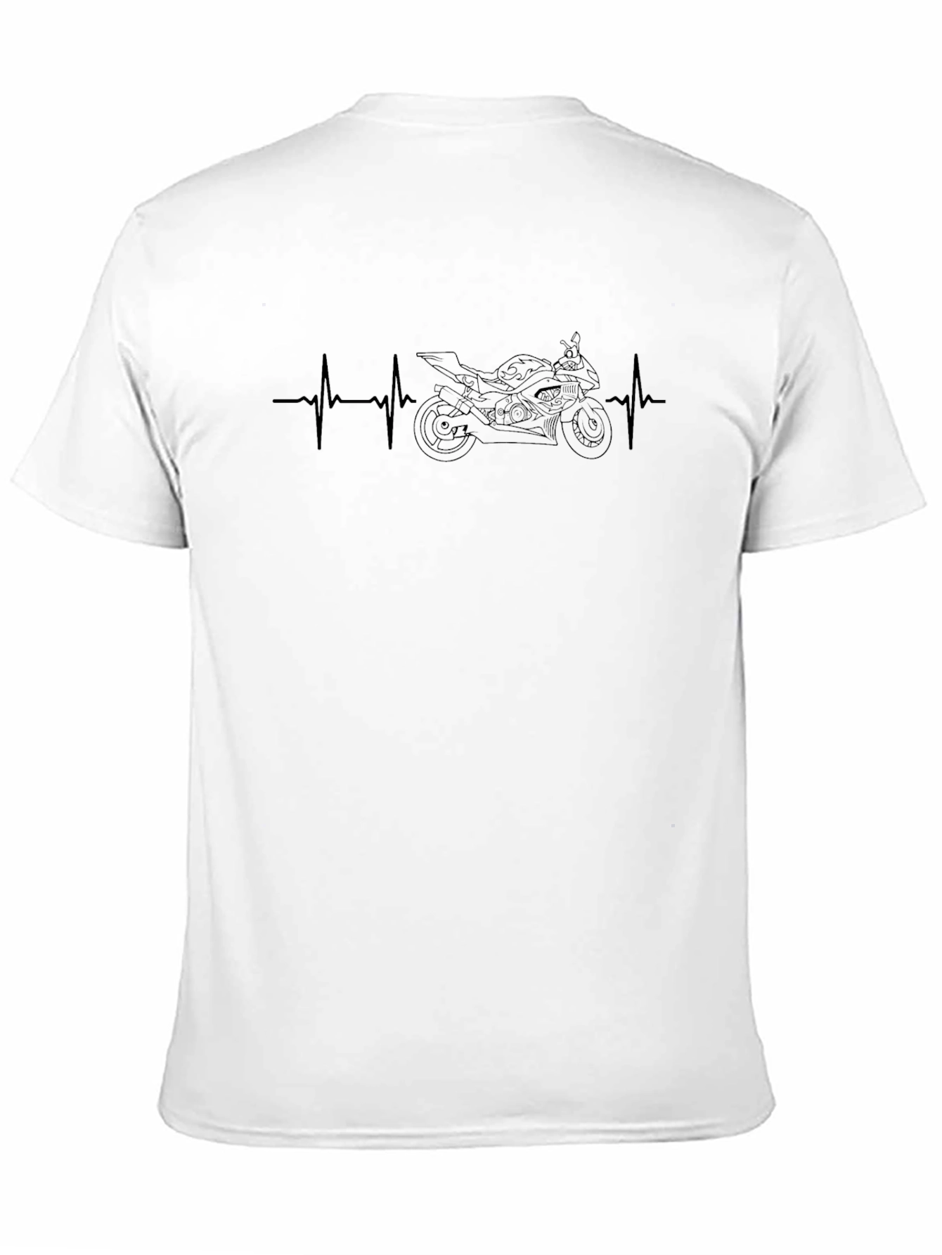 Motorcycle Heartbeat Graphic Tee - Black