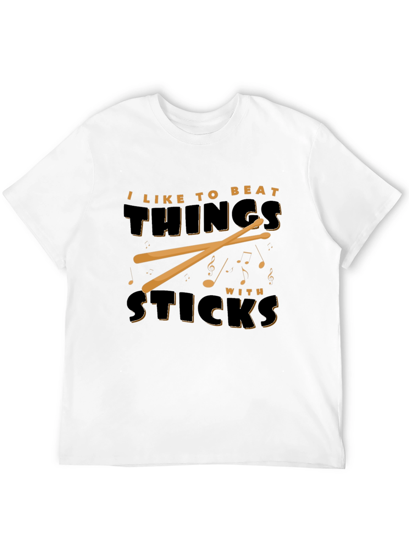 I Like To Beat Things With Sticks Black T-Shirt
