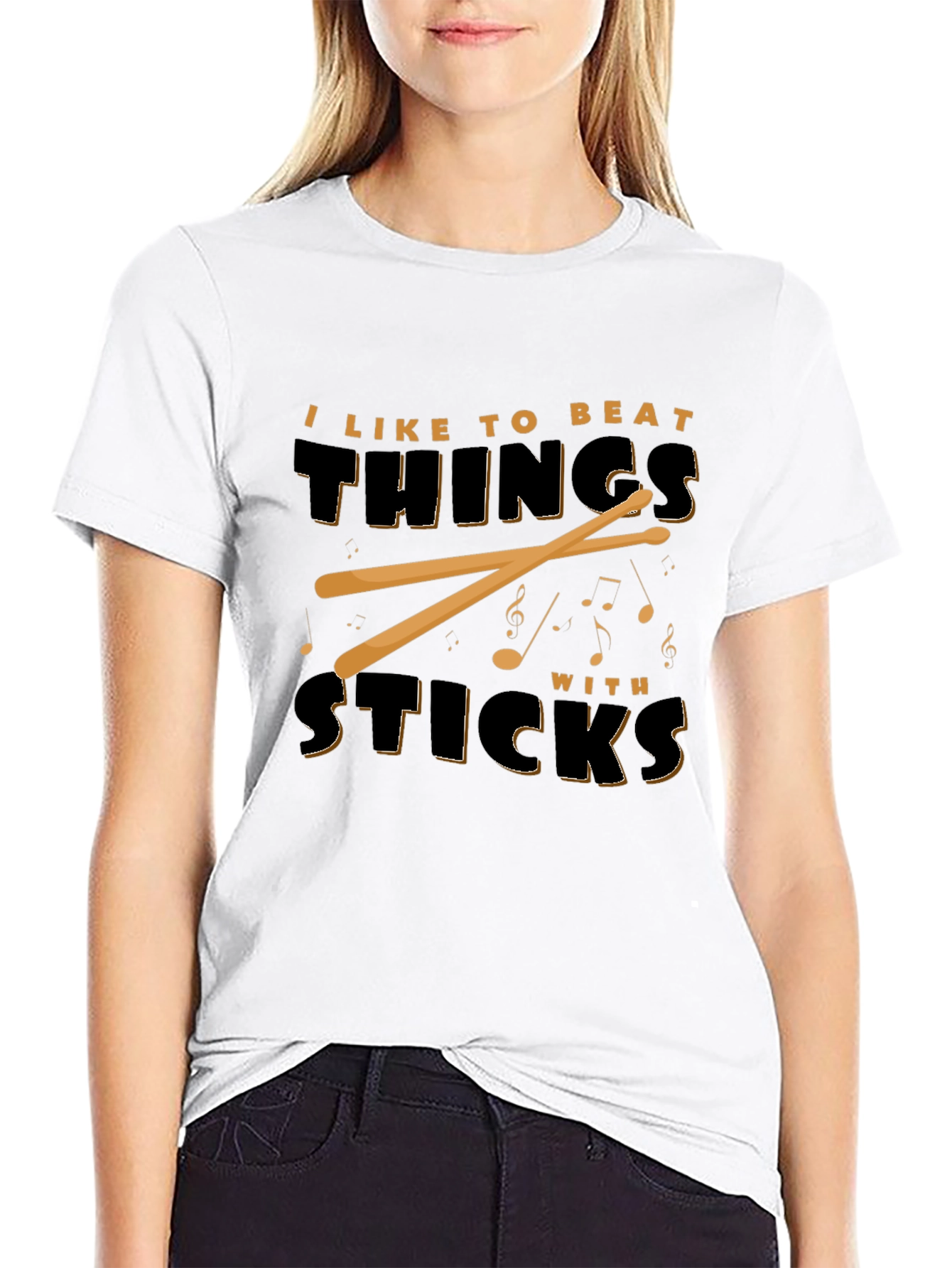 I Like To Beat Things With Sticks Black T-Shirt