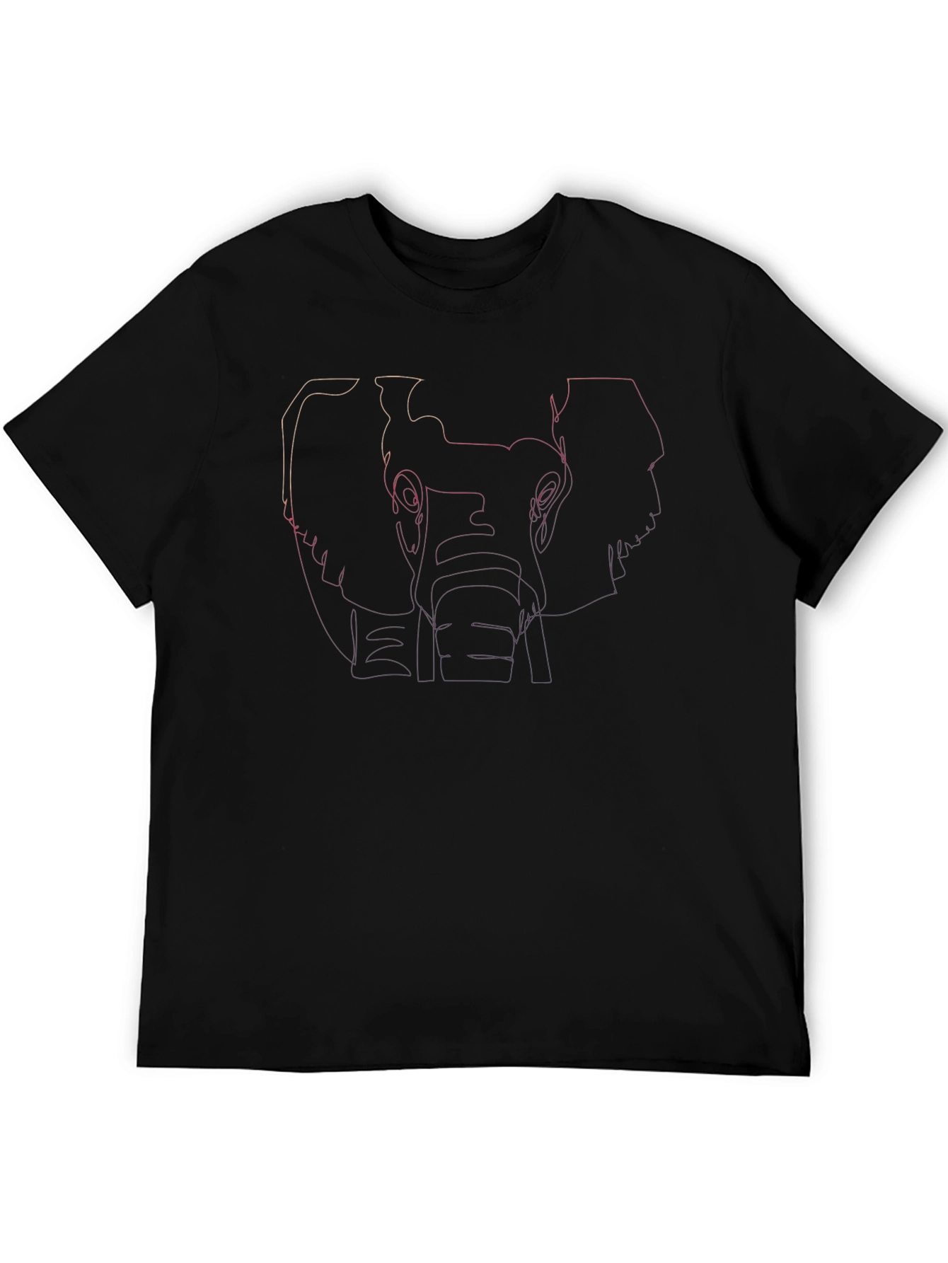 Abstract Elephant Outline Graphic Tee - Black