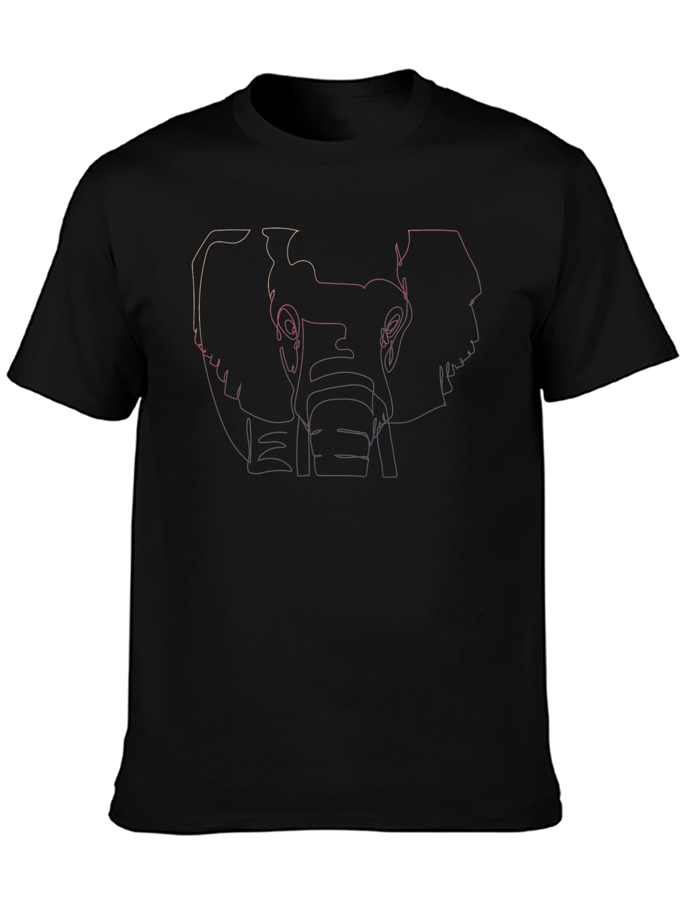 Abstract Elephant Outline Graphic Tee - Black