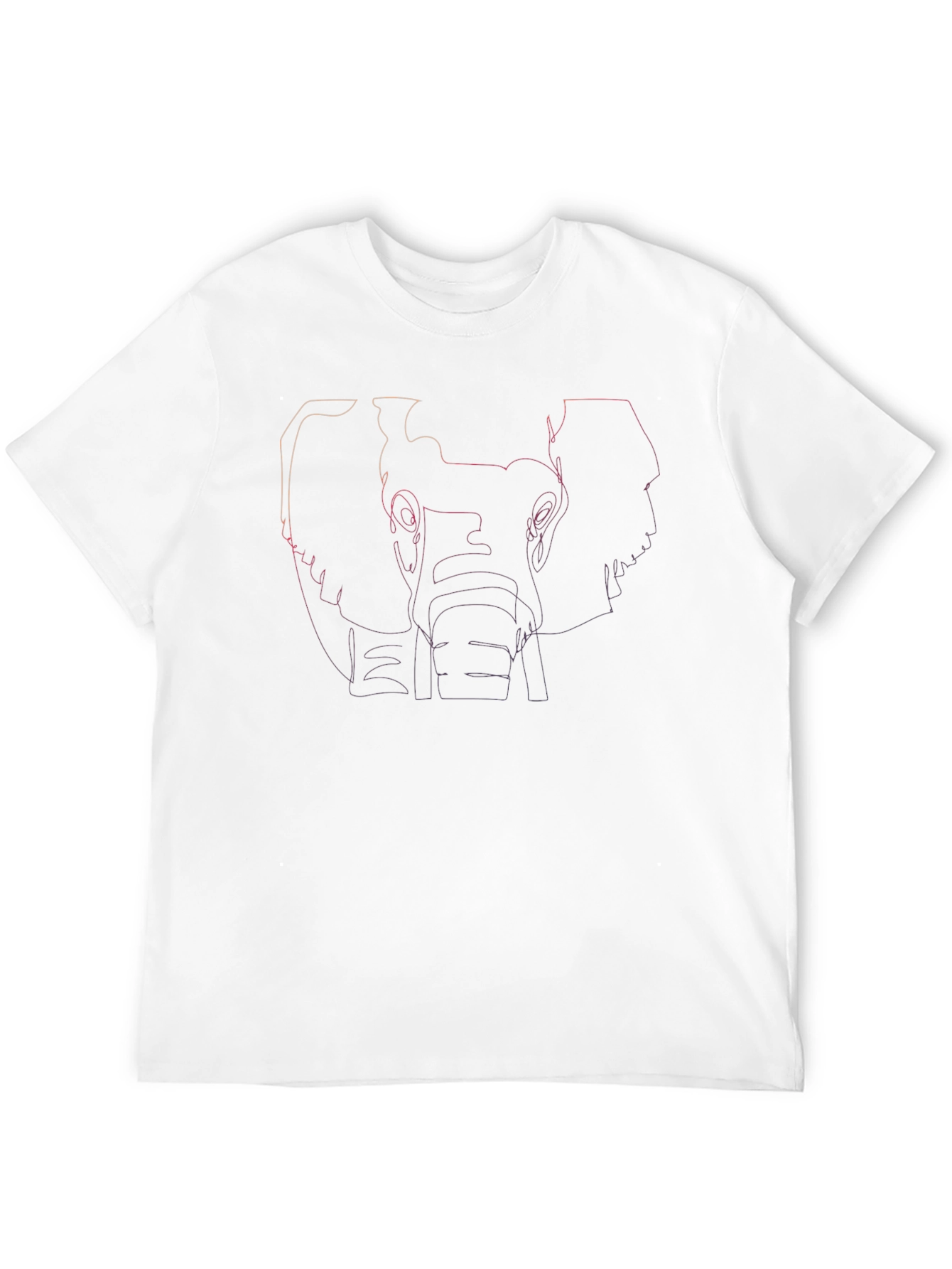 Abstract Elephant Outline Graphic Tee - Black
