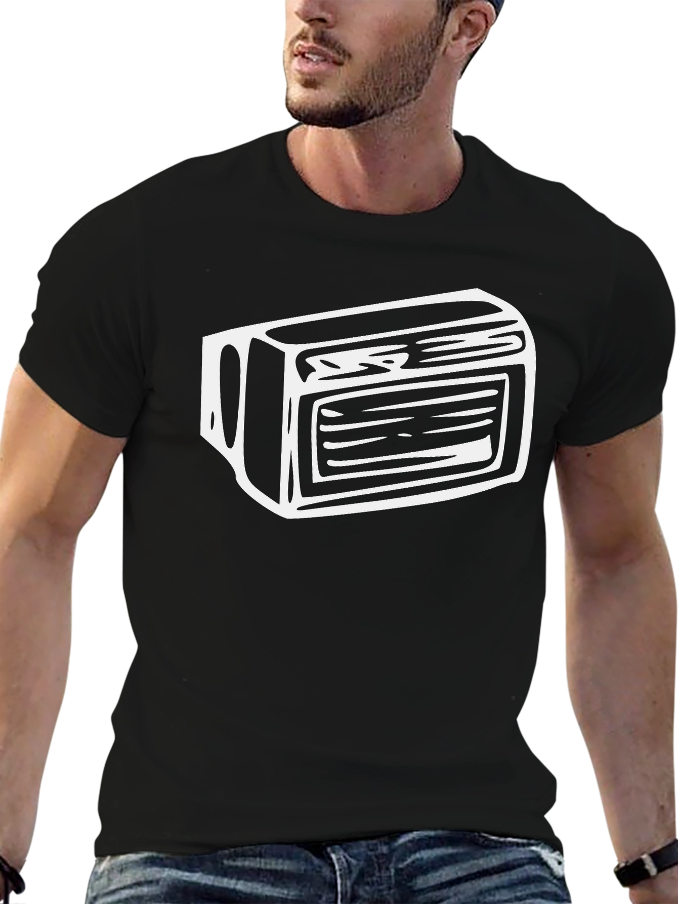 Retro Cassette Tape Graphic Tee - Black