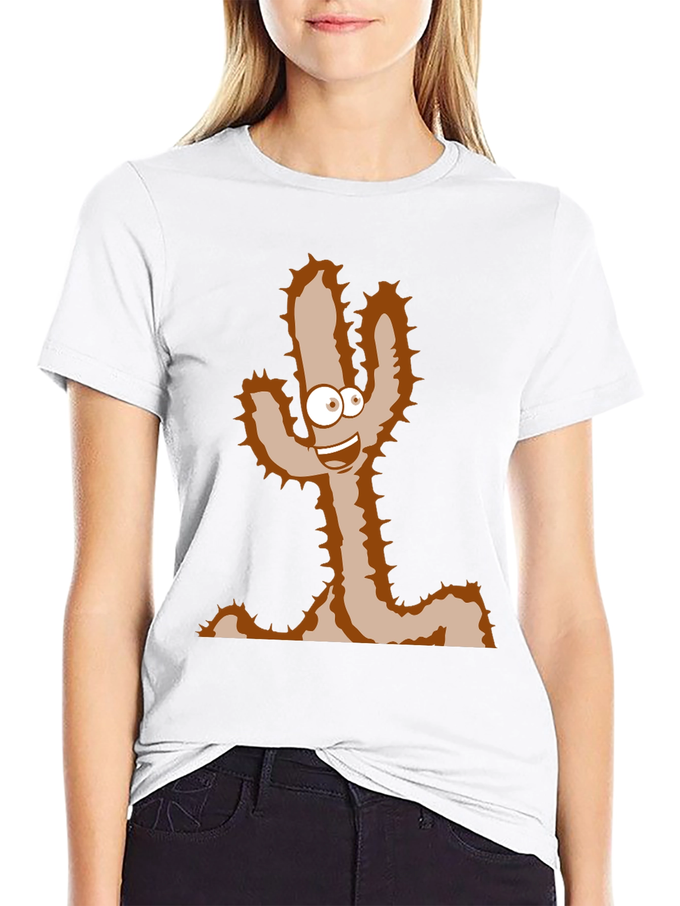 Cartoon Cactus T-Shirt - Funny Desert Plant Tee