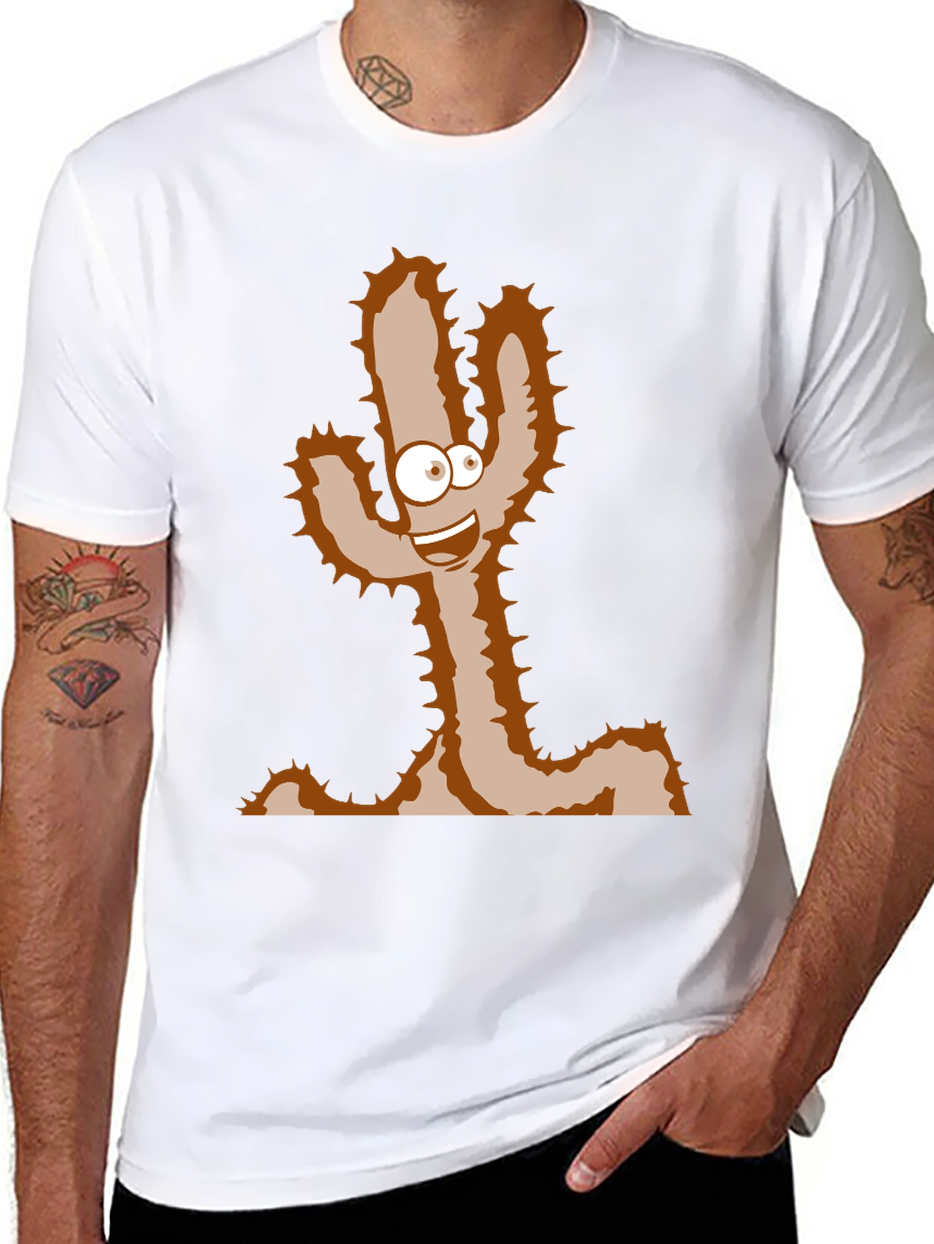 Cartoon Cactus T-Shirt - Funny Desert Plant Tee