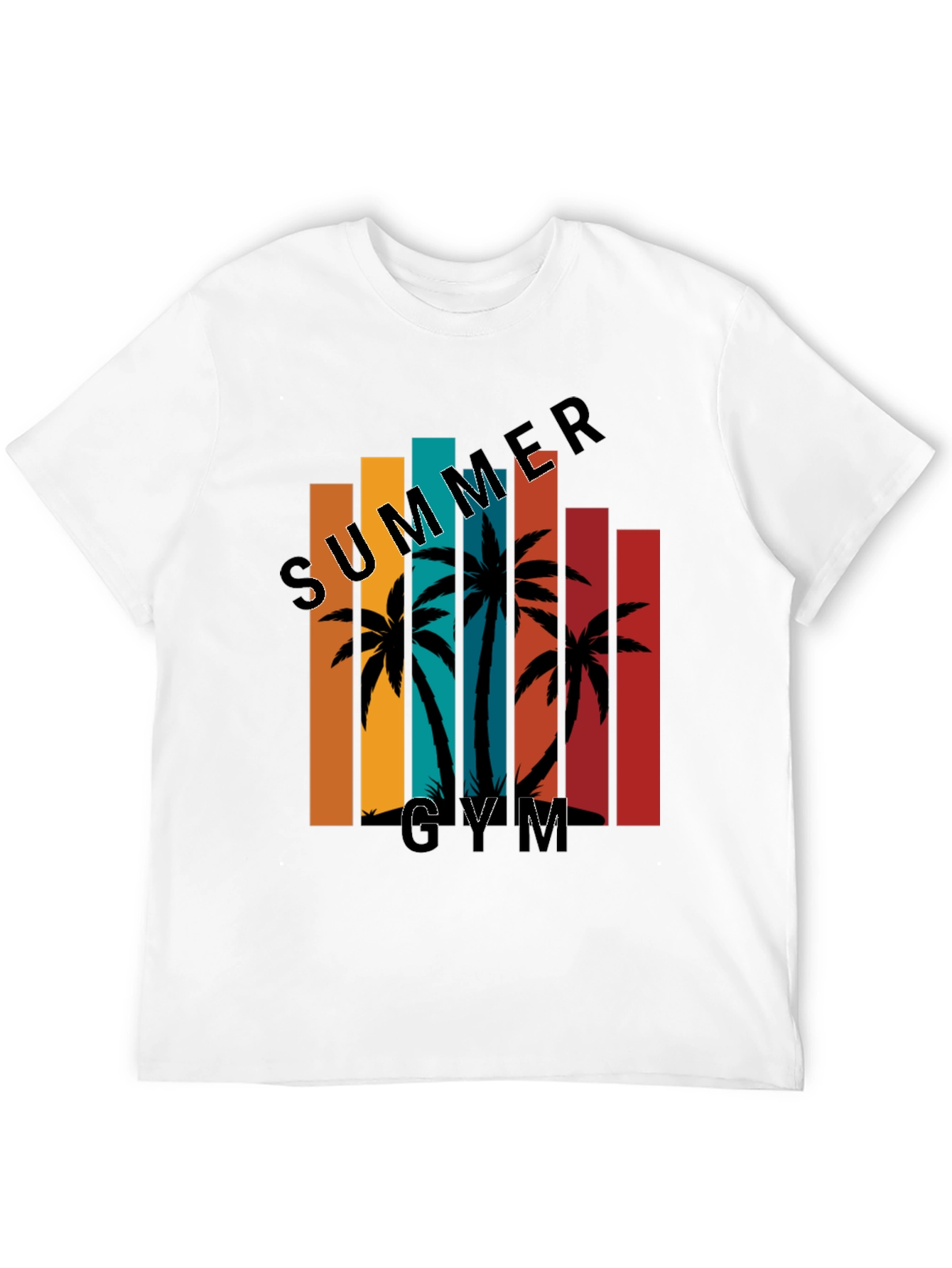 Summer Gym Black T-Shirt Palm Tree Graphic Tee