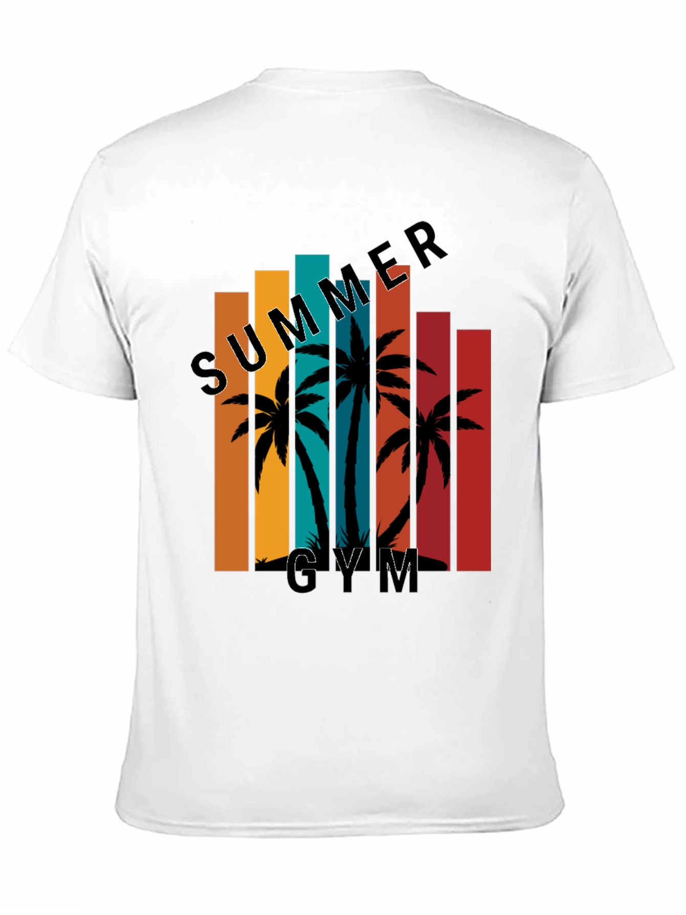 Summer Gym Black T-Shirt Palm Tree Graphic Tee