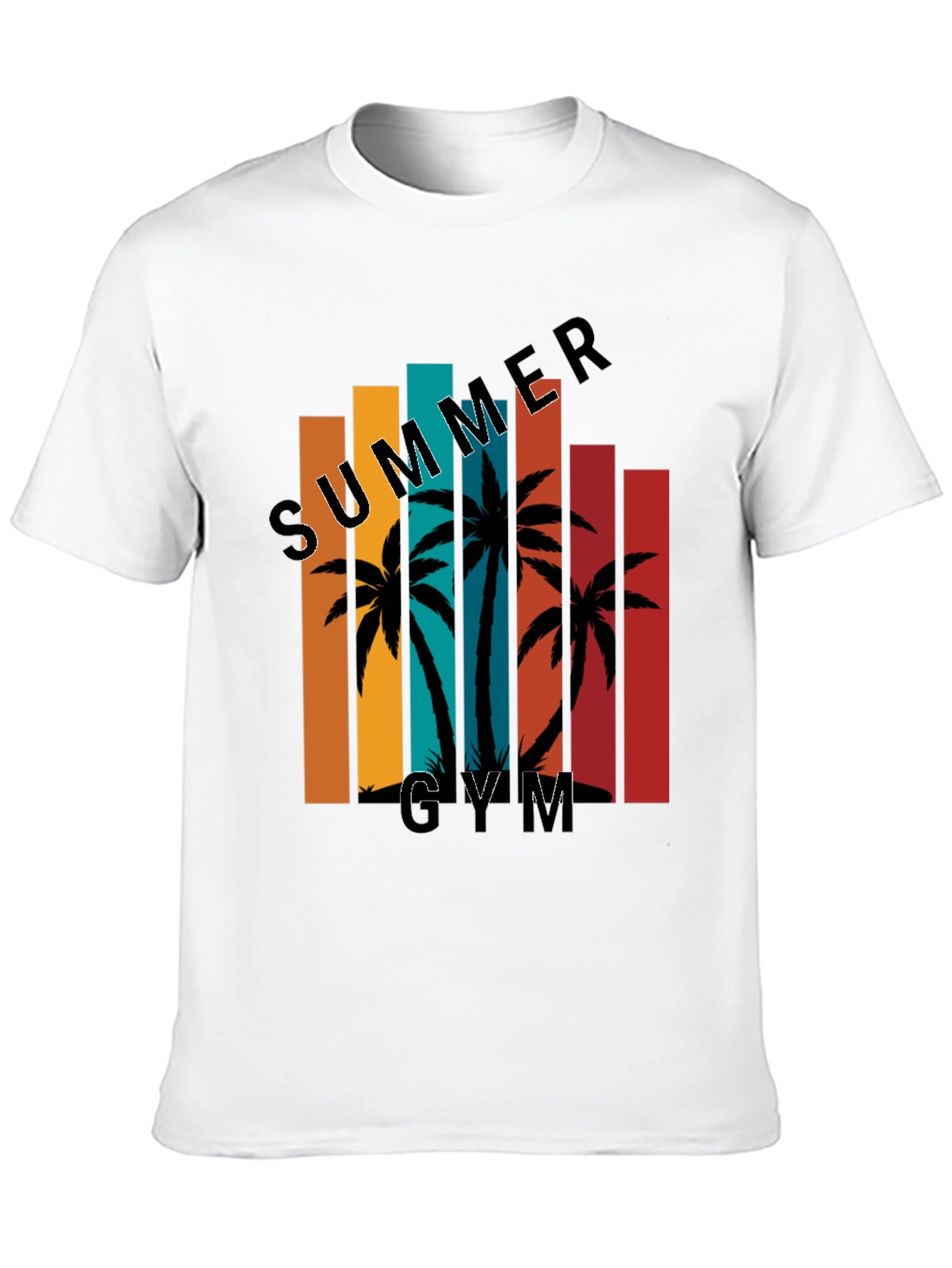 Summer Gym Black T-Shirt Palm Tree Graphic Tee