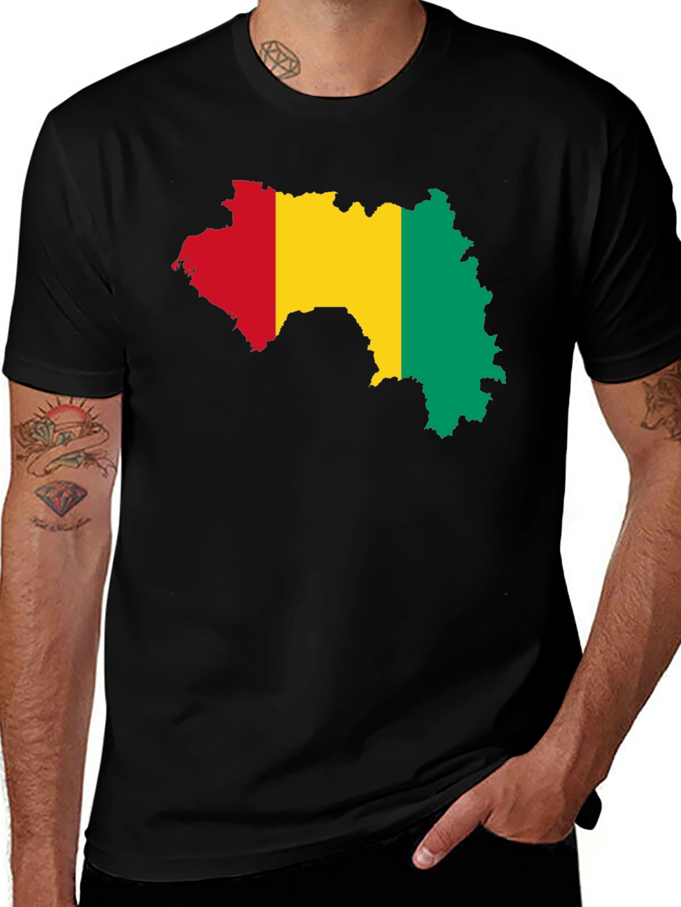 Guinea Map T-Shirt - Black Cotton Tee