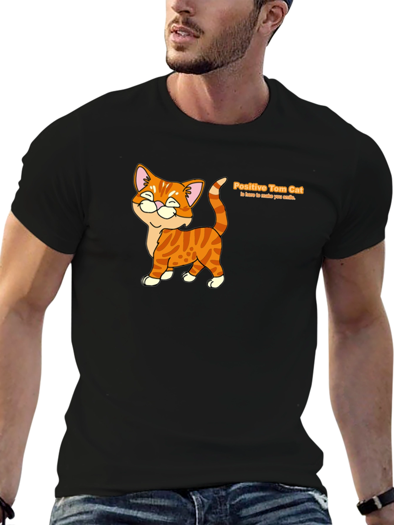 Positive Tom Cat Graphic T-Shirt
