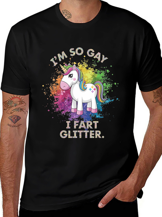 Im So Gay I Fart Glitter Unicorn Graphic T-Shirt
