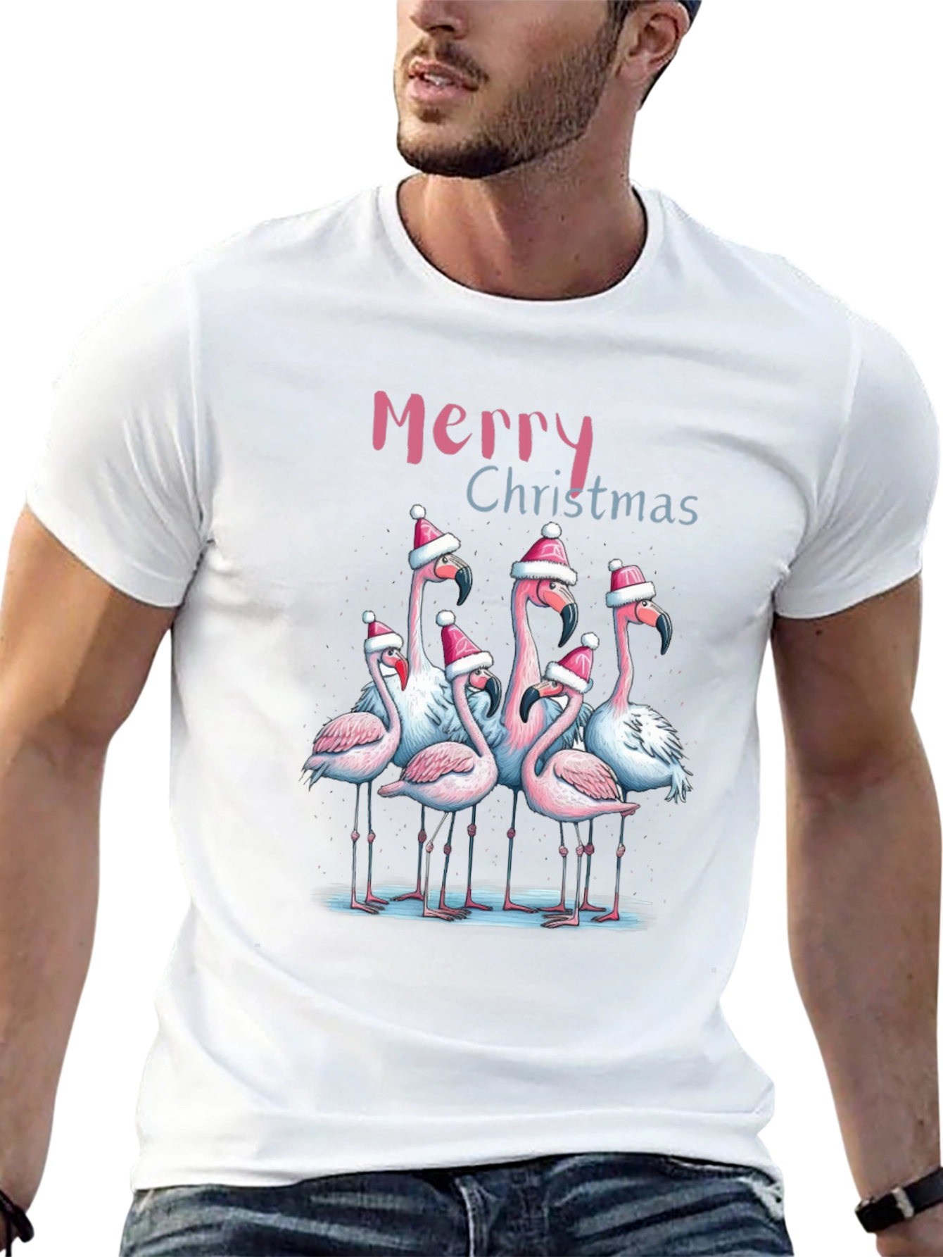 Flamingo Merry Christmas Graphic Tee
