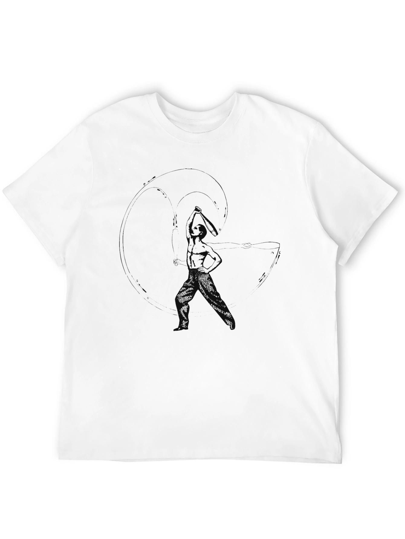 Mens Black Graphic Tee - Abstract Figure Design