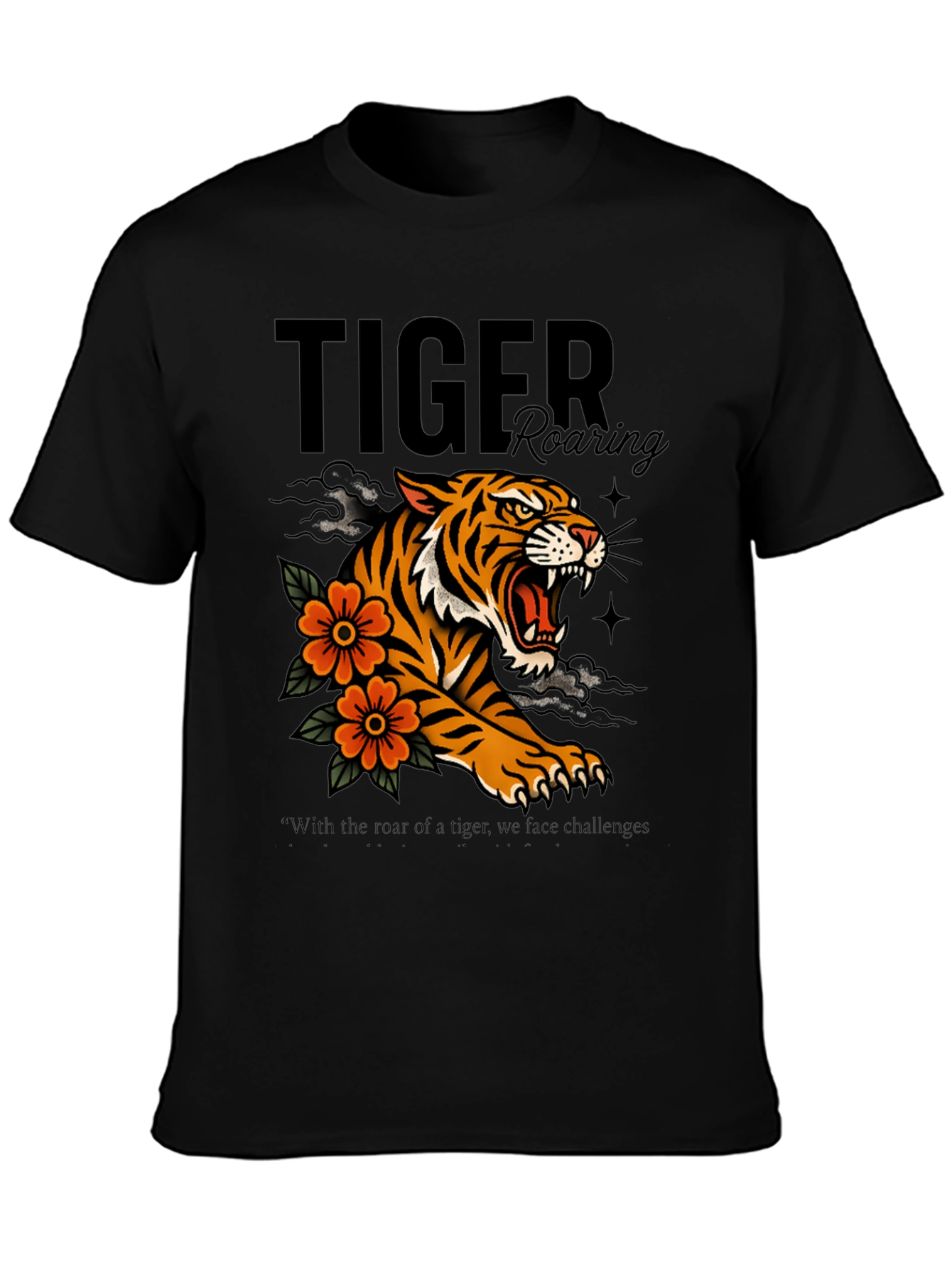 Tiger Roaring Graphic Print T-Shirt