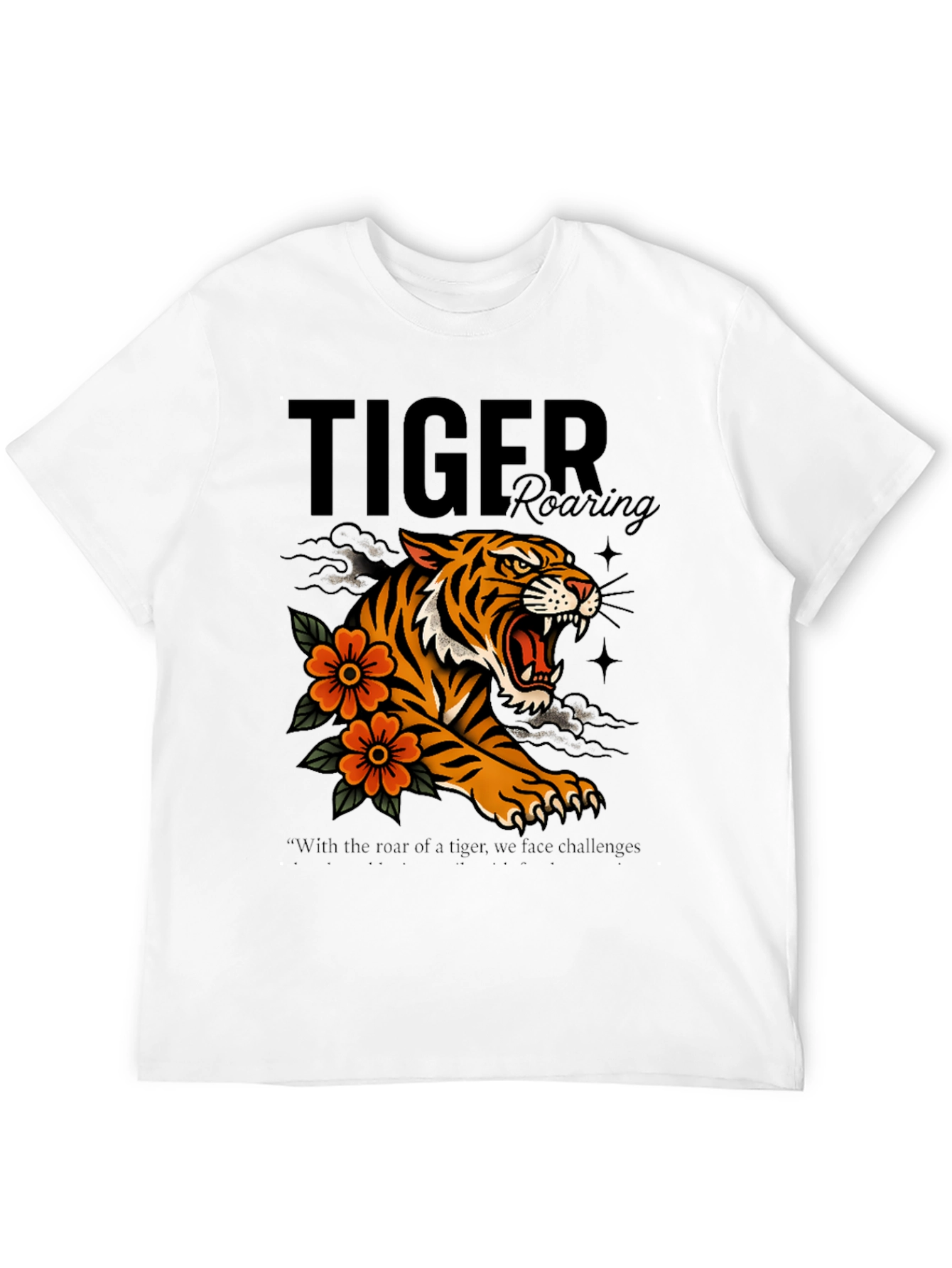 Tiger Roaring Graphic Print T-Shirt