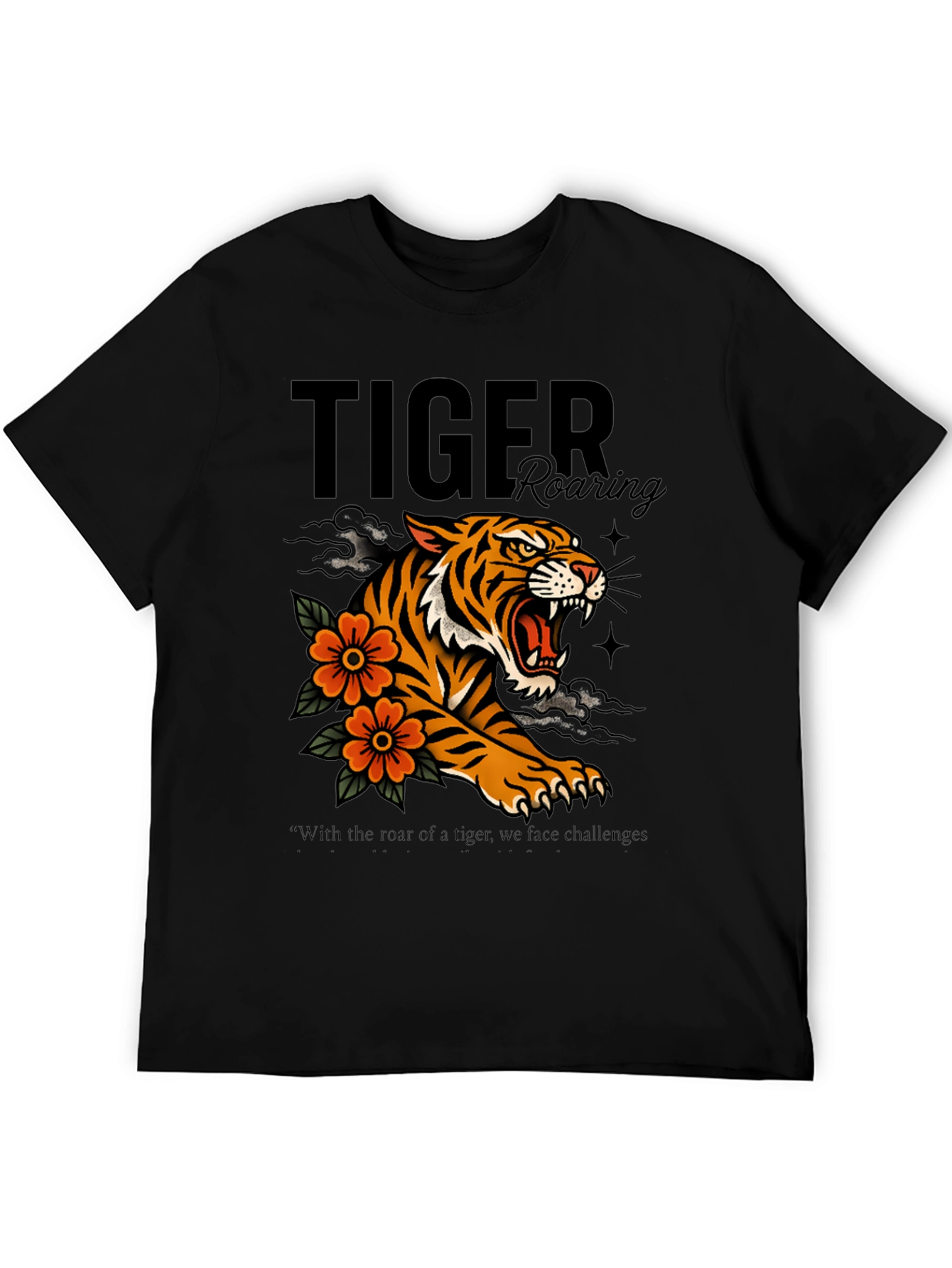 Tiger Roaring Graphic Print T-Shirt