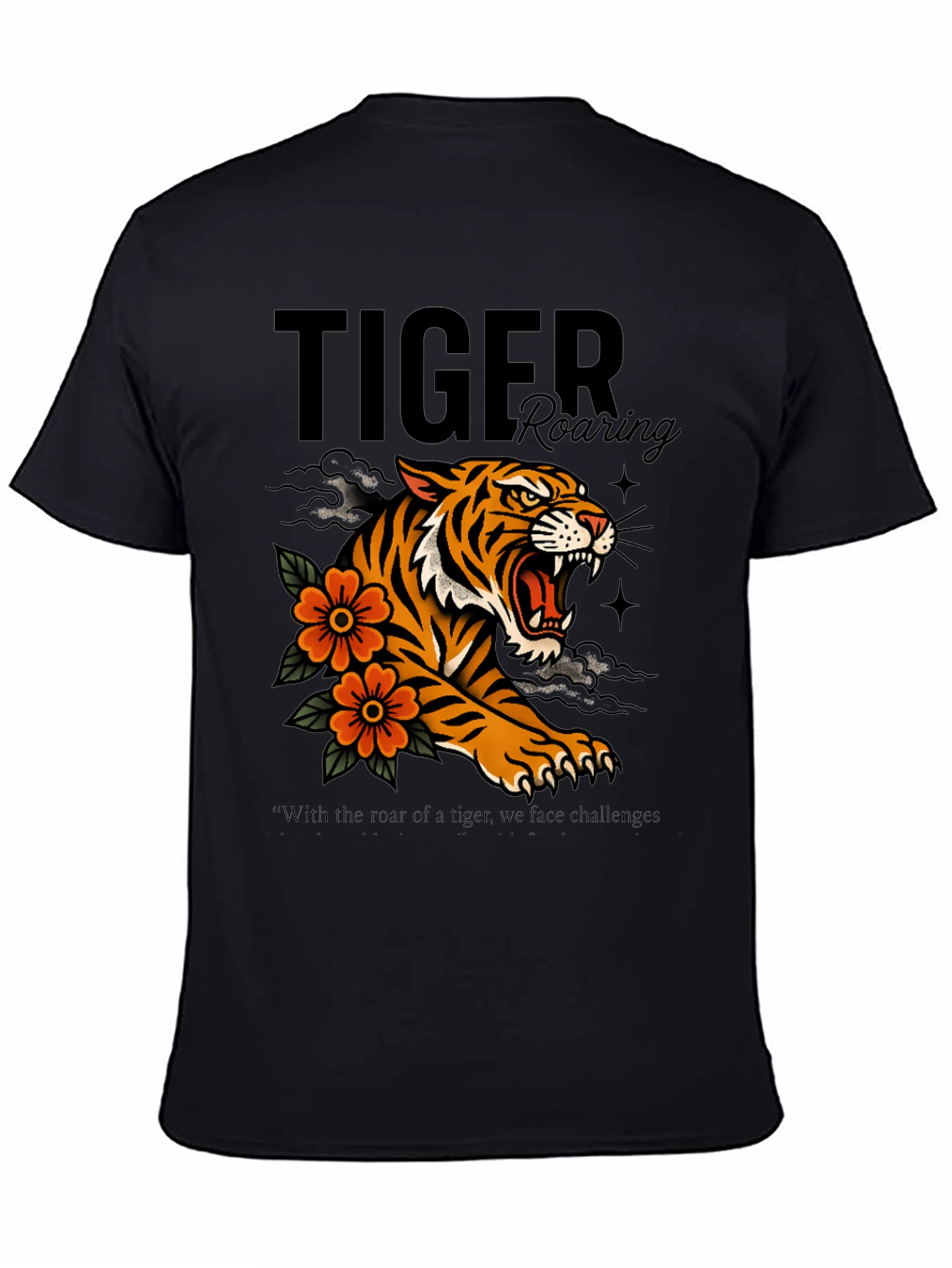 Tiger Roaring Graphic Print T-Shirt