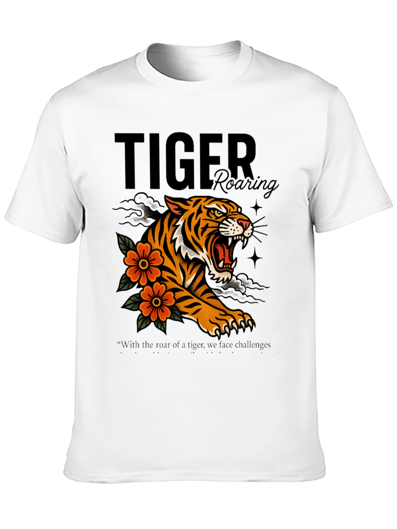 Tiger Roaring Graphic Print T-Shirt