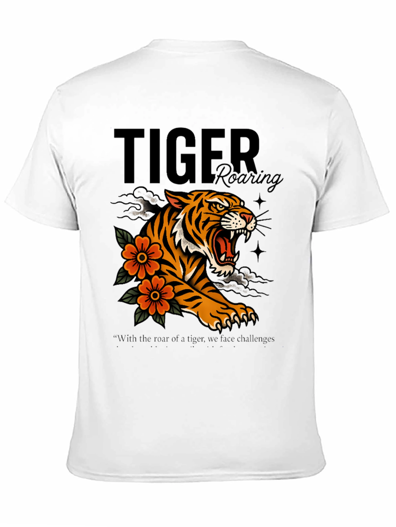 Tiger Roaring Graphic Print T-Shirt