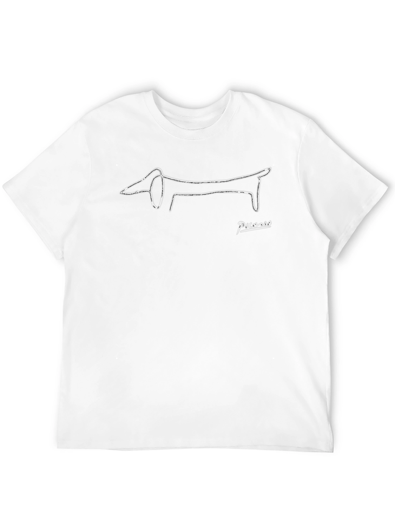 Picasso Dog Line Art T-Shirt - Black