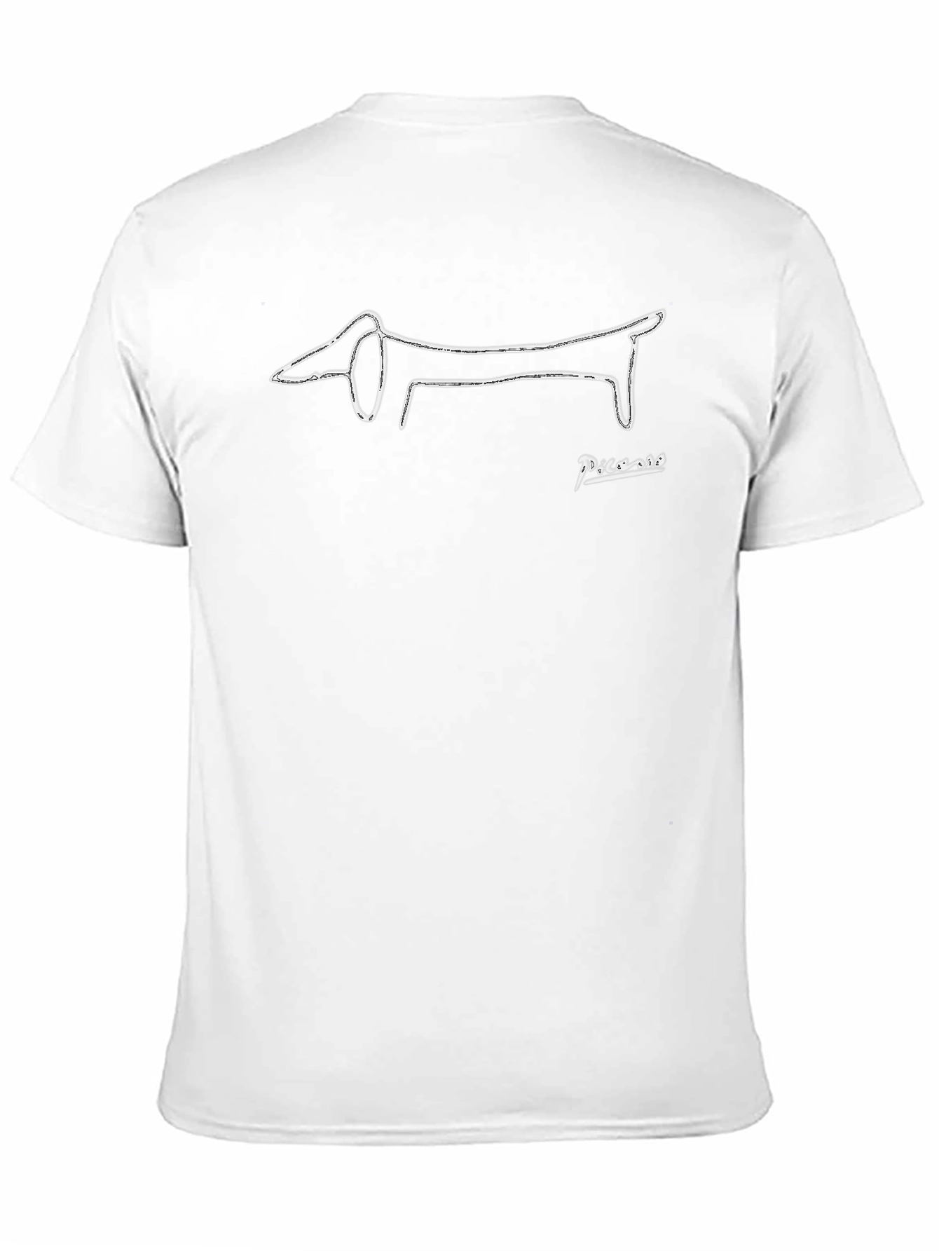 Picasso Dog Line Art T-Shirt - Black