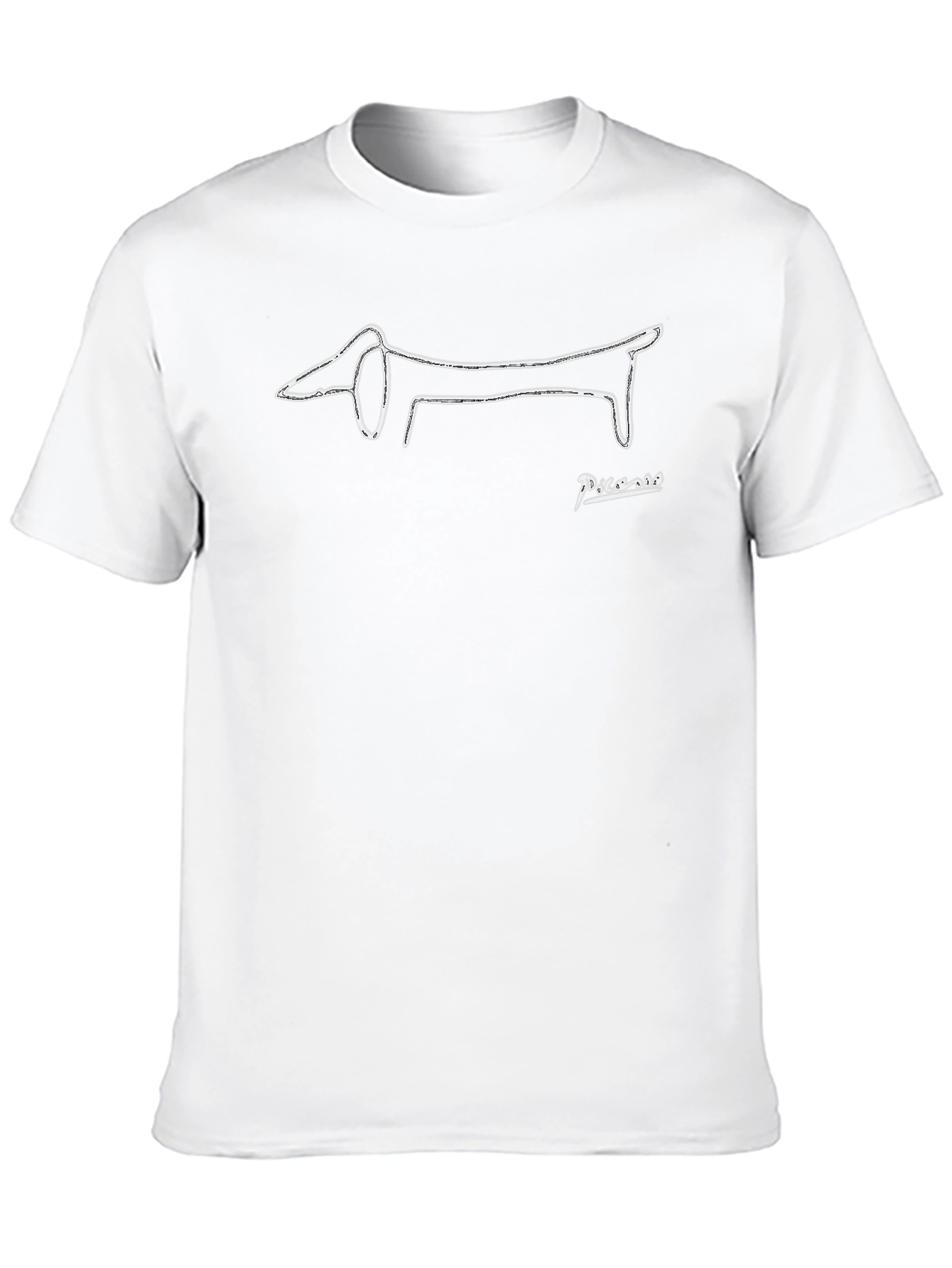Picasso Dog Line Art T-Shirt - Black