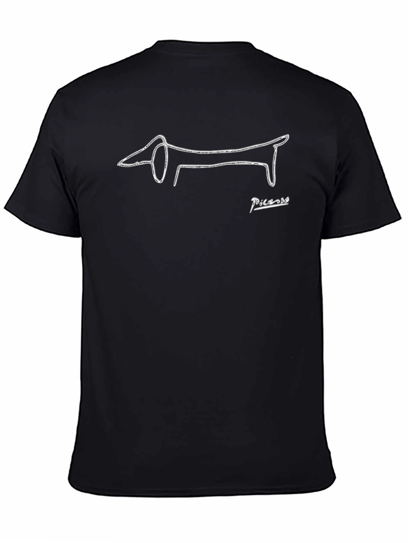 Picasso Dog Line Art T-Shirt - Black