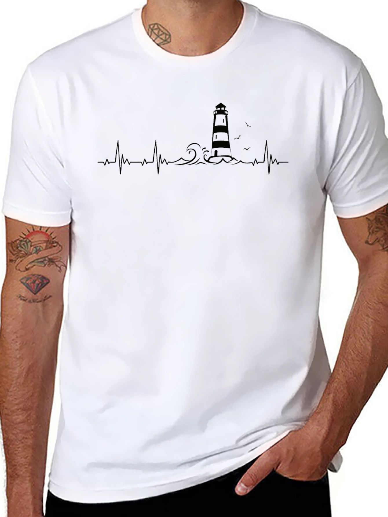 Lighthouse Heartbeat T-Shirt - Coastal Design