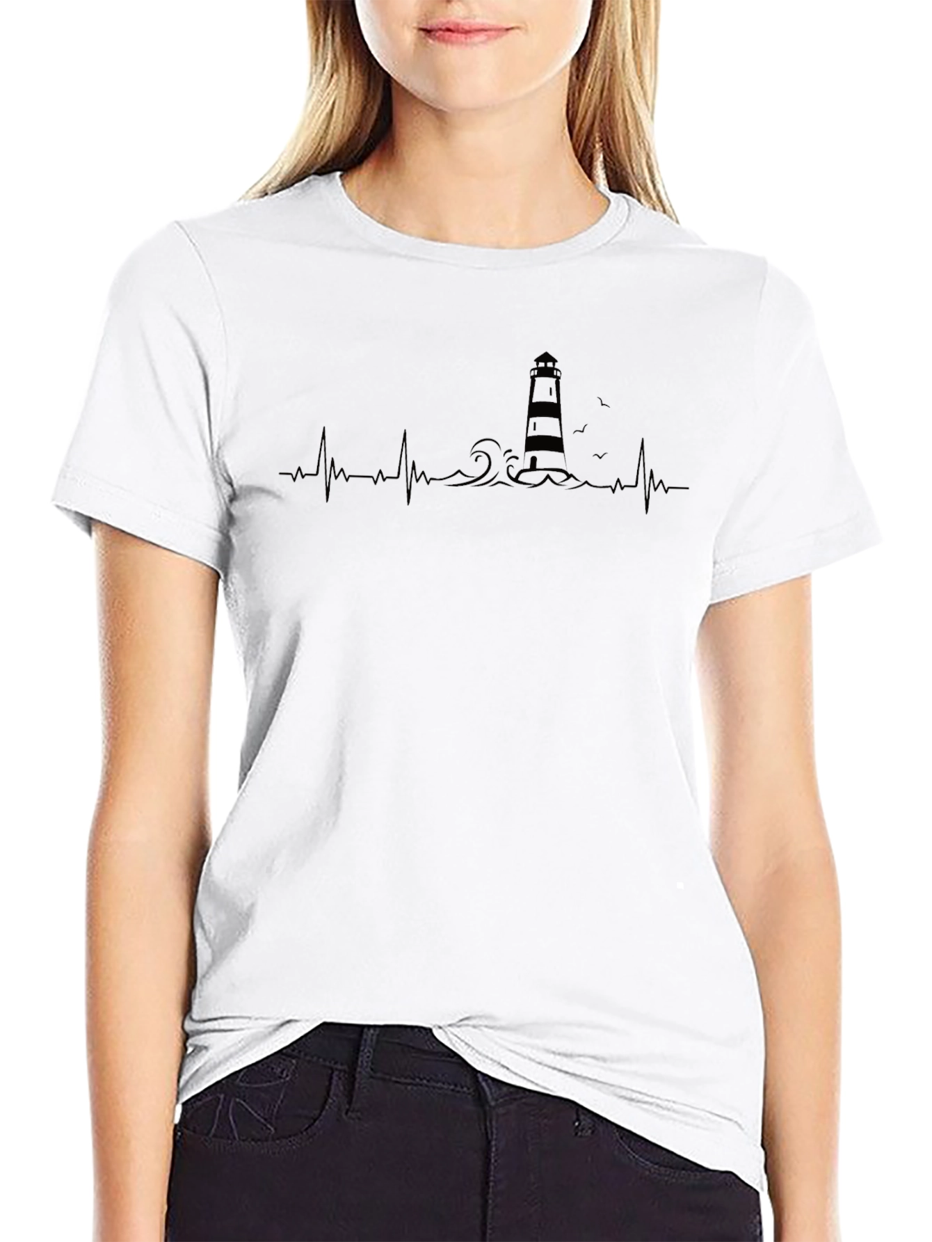 Lighthouse Heartbeat T-Shirt - Coastal Design