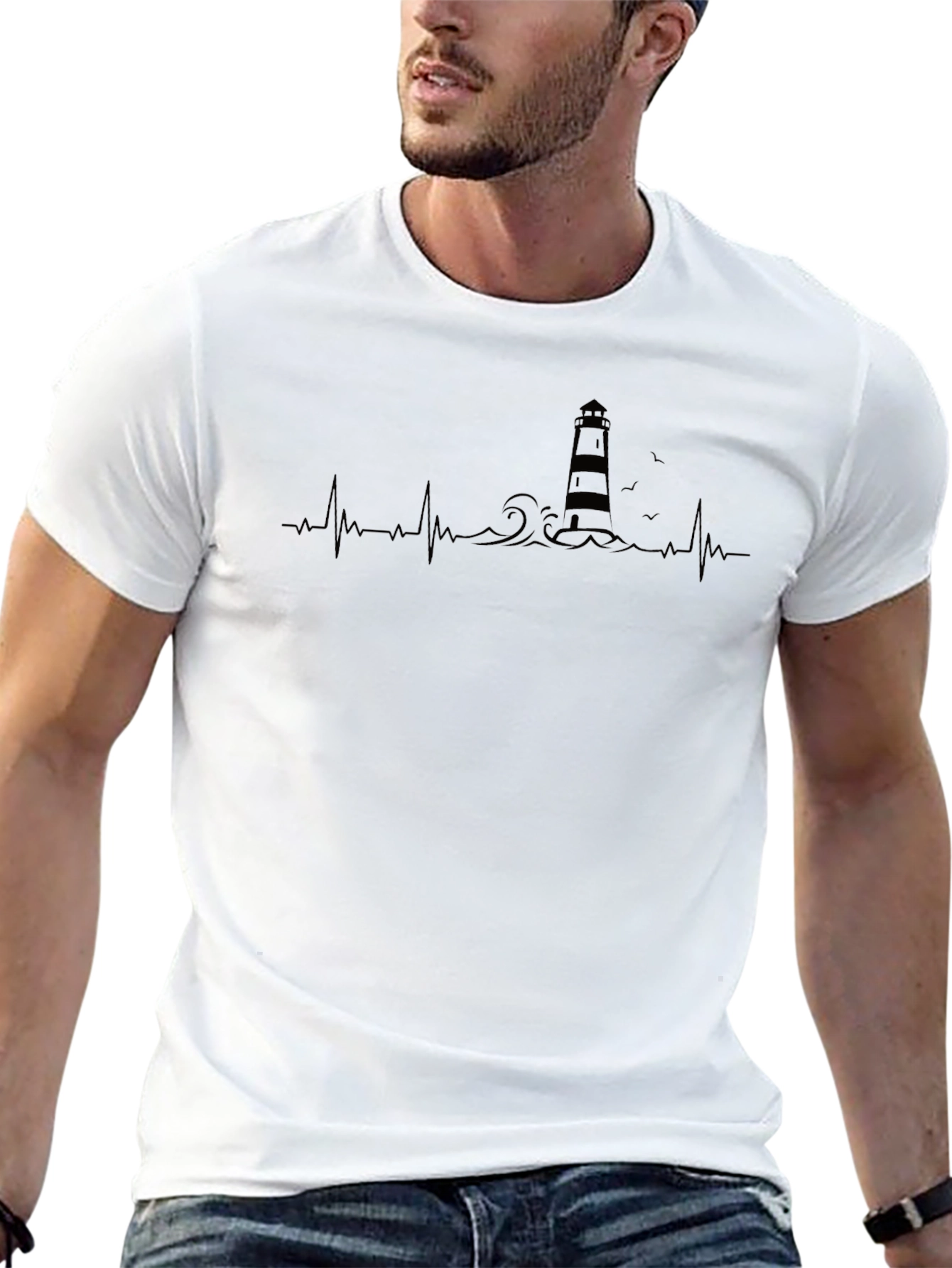 Lighthouse Heartbeat T-Shirt - Coastal Design