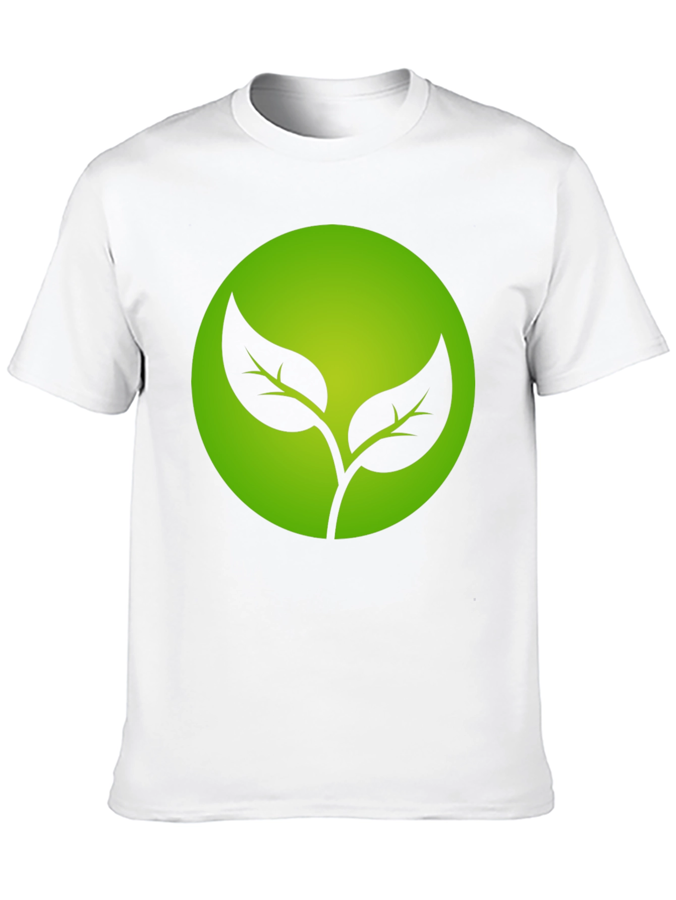 Eco-Friendly Black T-Shirt with Green Leaf Design