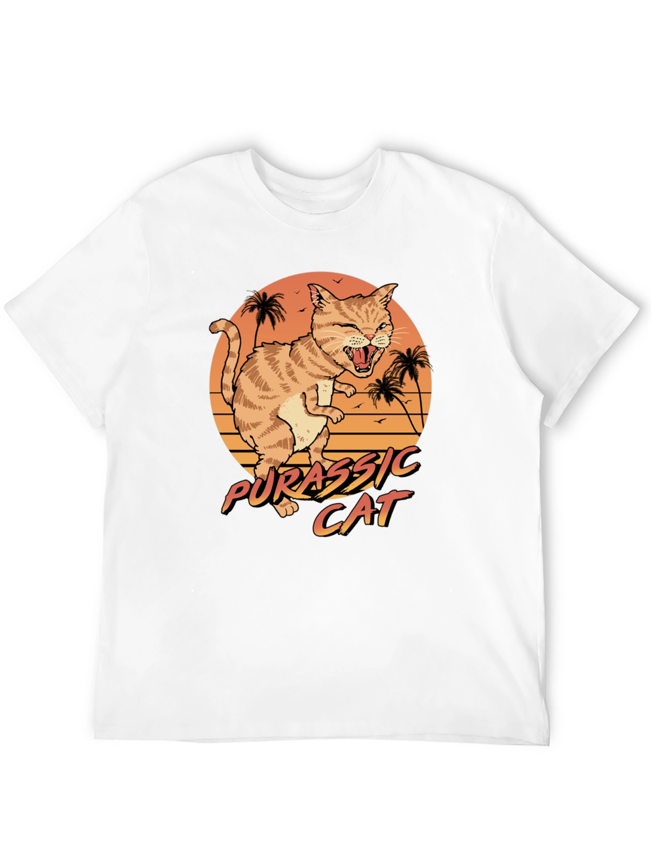 Jurassic Cat Graphic T-Shirt - Retro Style