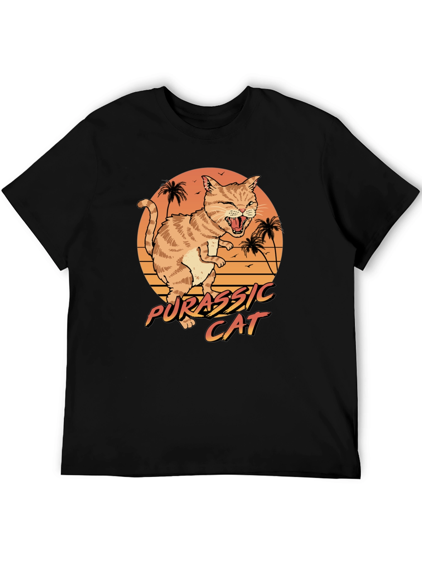 Jurassic Cat Graphic T-Shirt - Retro Style