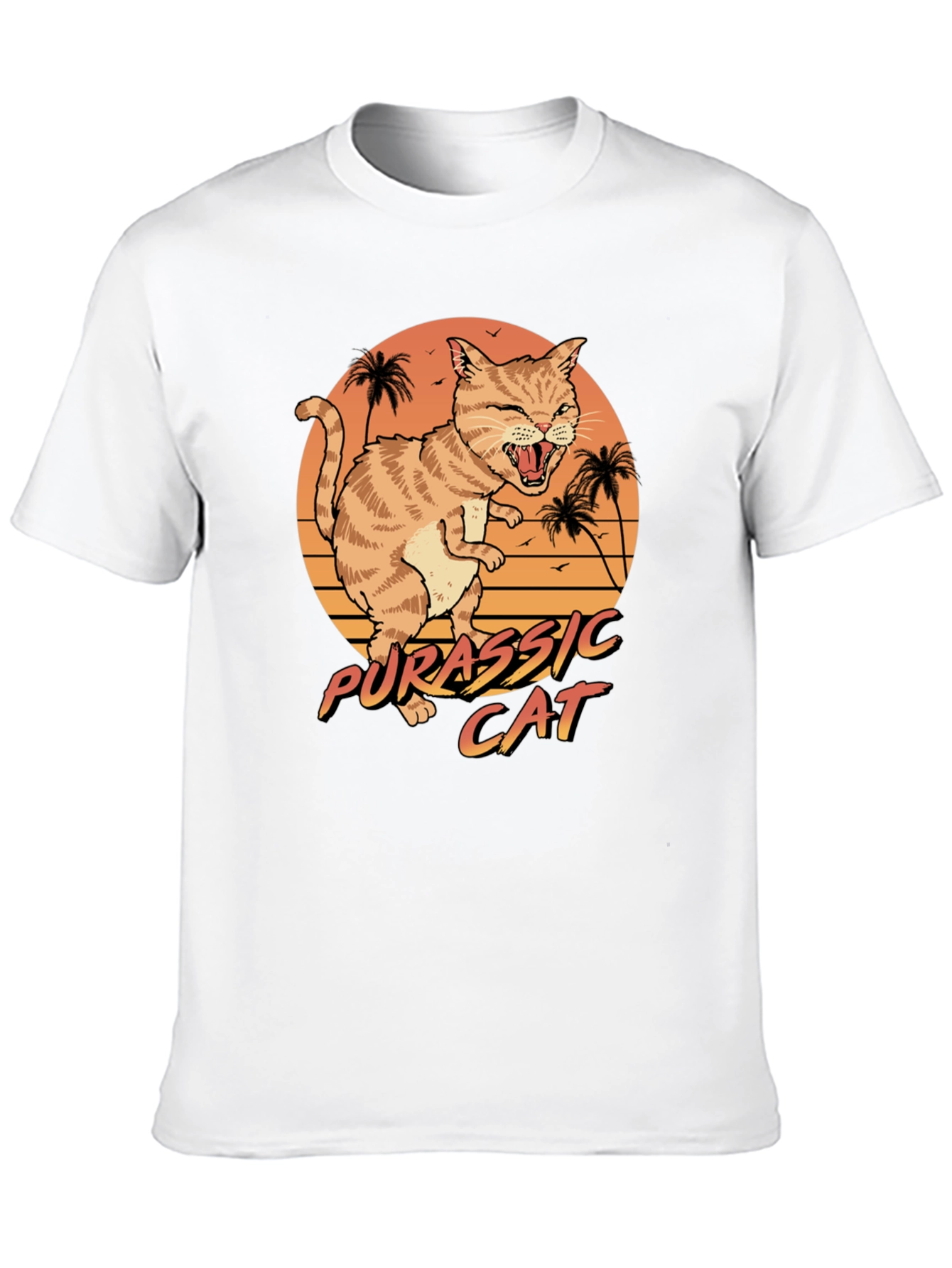 Jurassic Cat Graphic T-Shirt - Retro Style