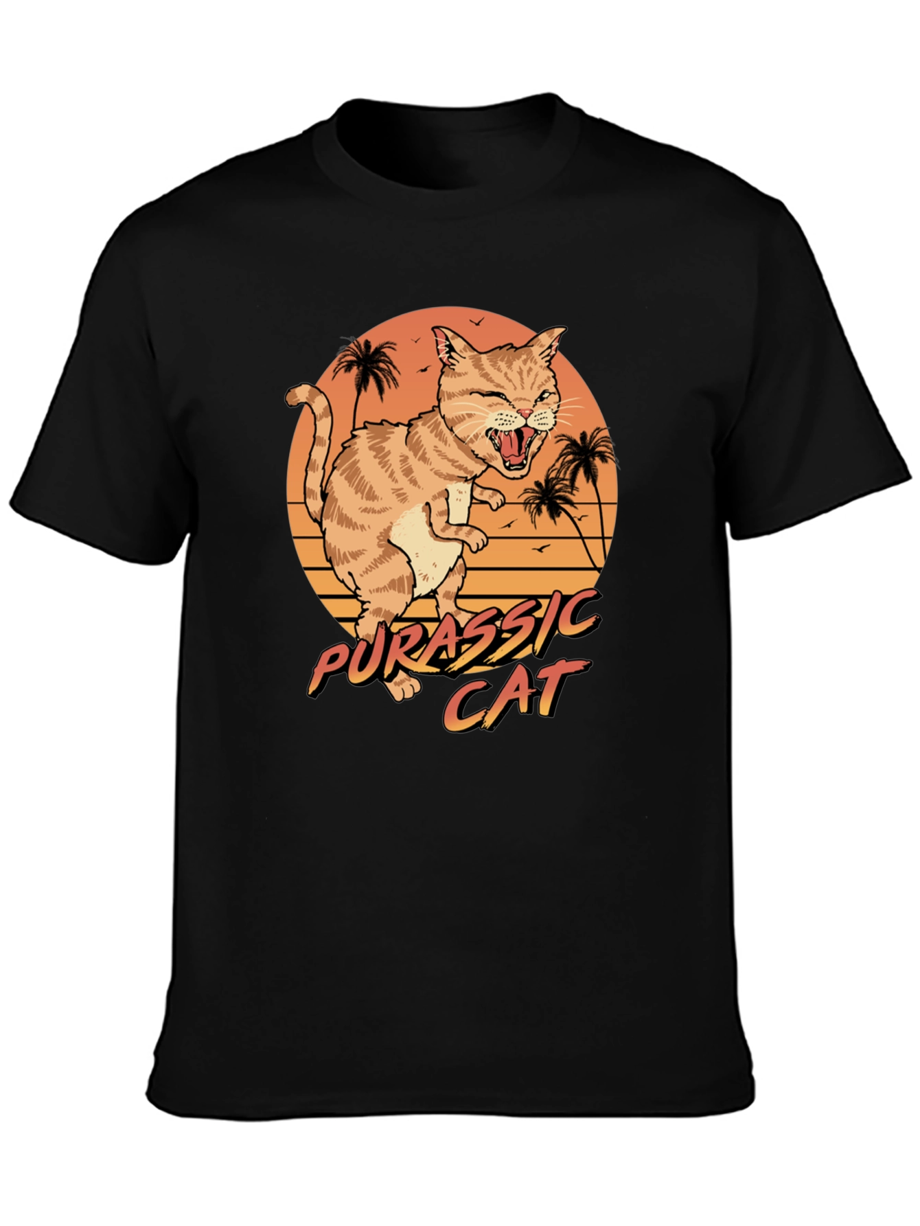 Jurassic Cat Graphic T-Shirt - Retro Style