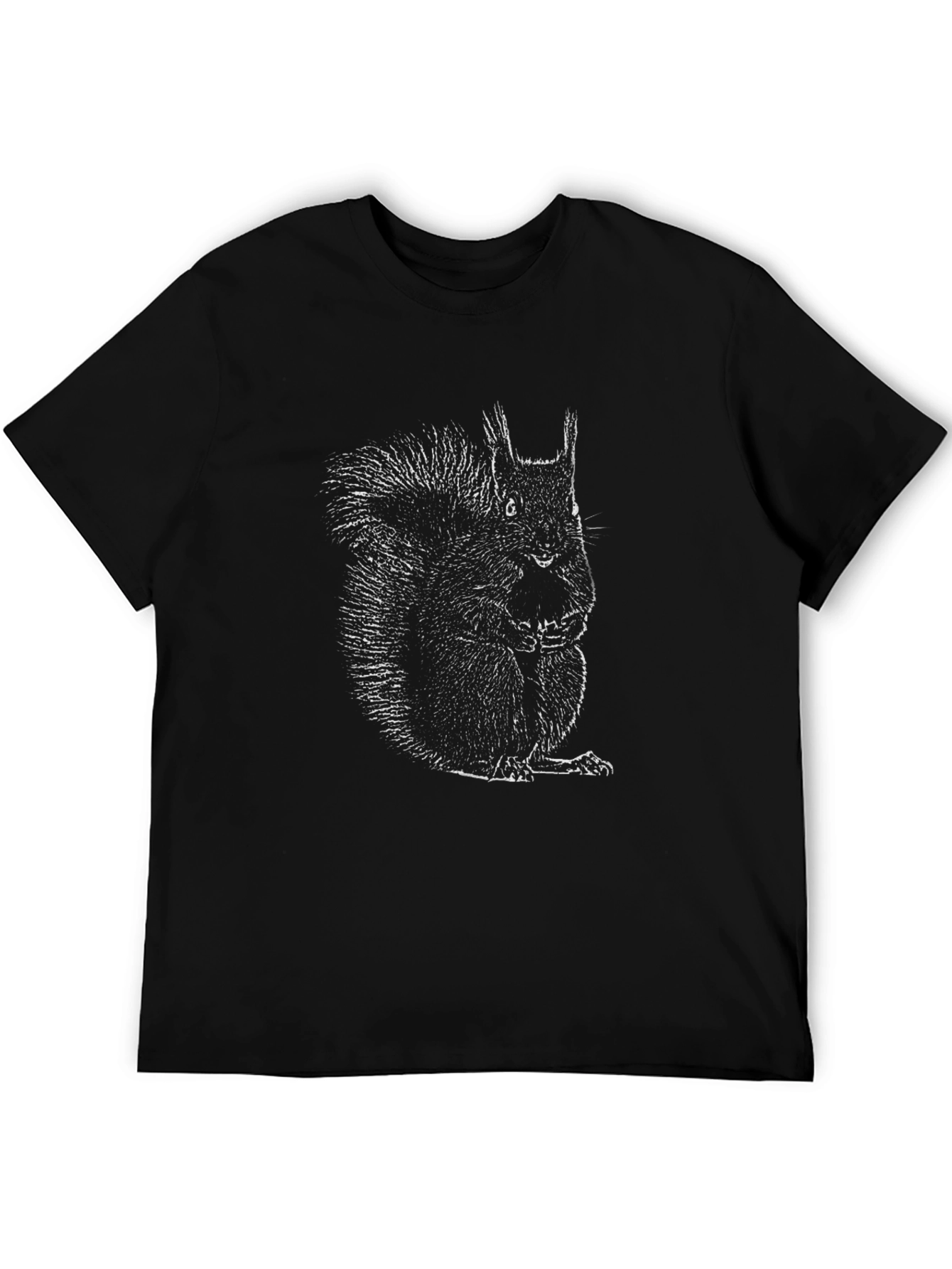 Squirrel Graphic Print Black T-Shirt