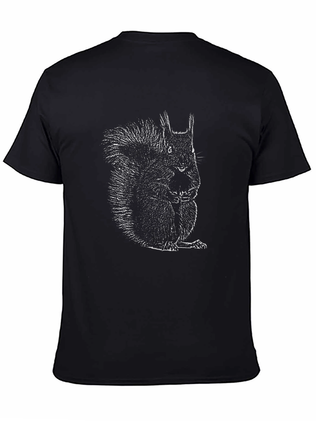 Squirrel Graphic Print Black T-Shirt
