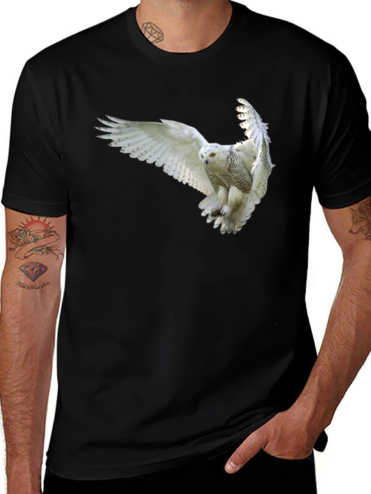 Snowy Owl Graphic Black T-Shirt