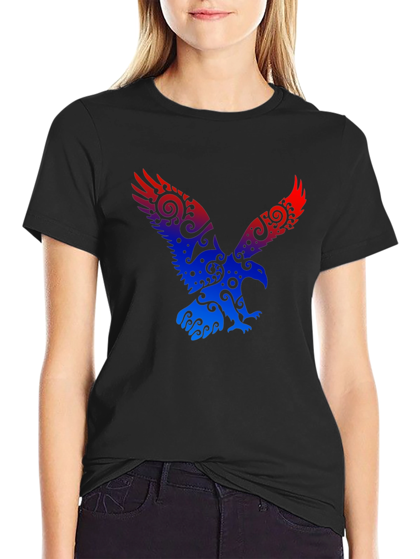 Eagle Graphic Print Black T-Shirt