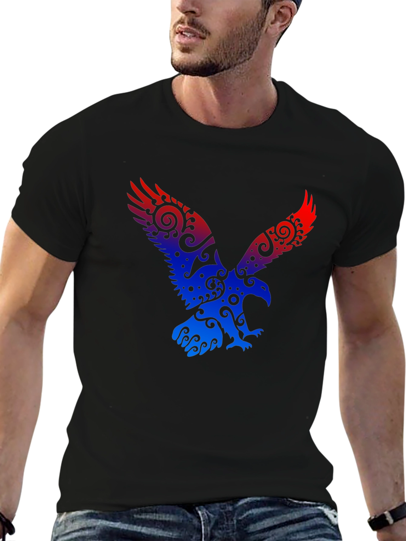 Eagle Graphic Print Black T-Shirt