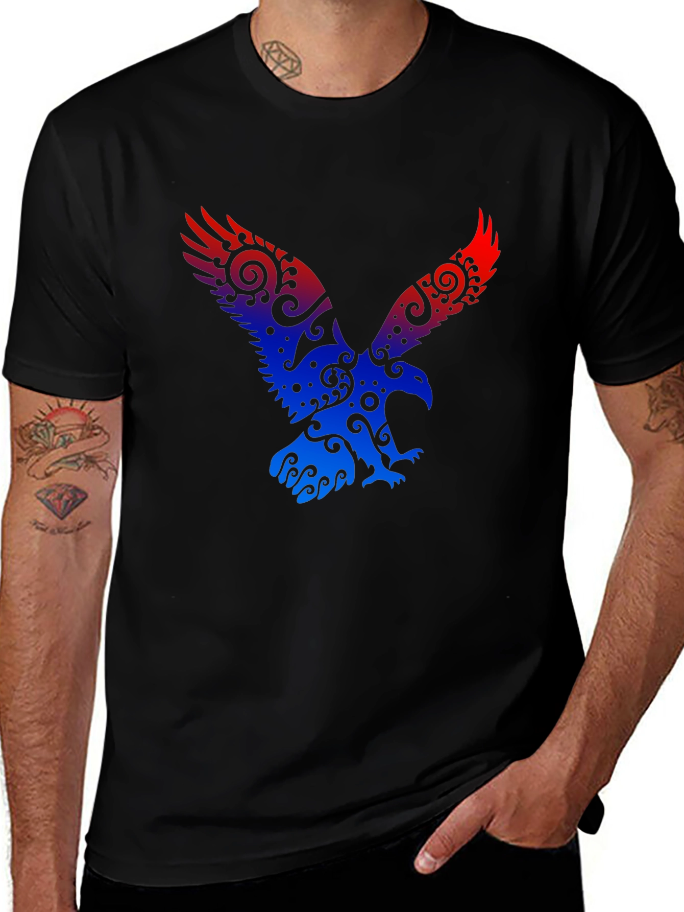 Eagle Graphic Print Black T-Shirt