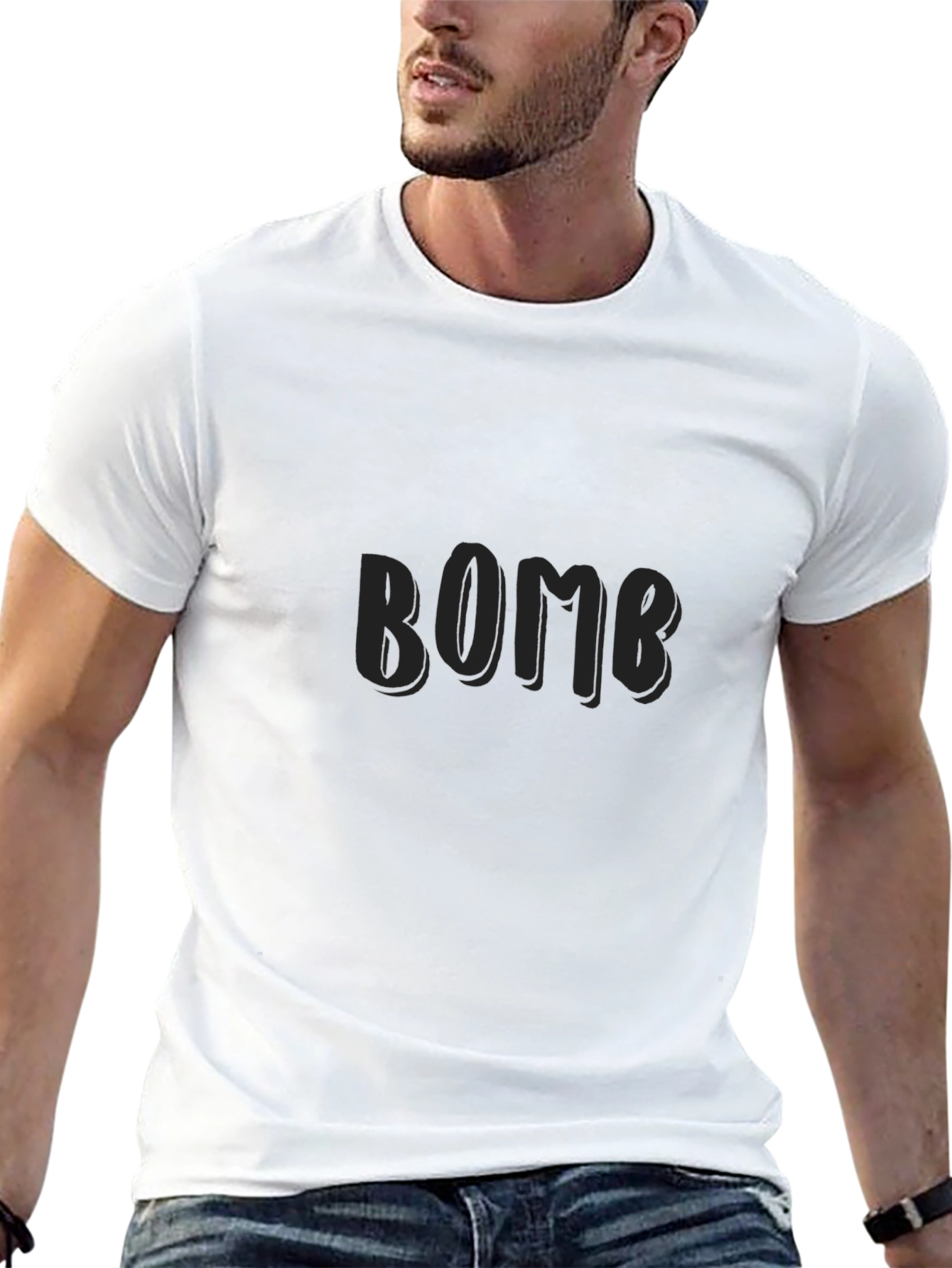 Black BOMB Graphic T-Shirt for Casual Wear
