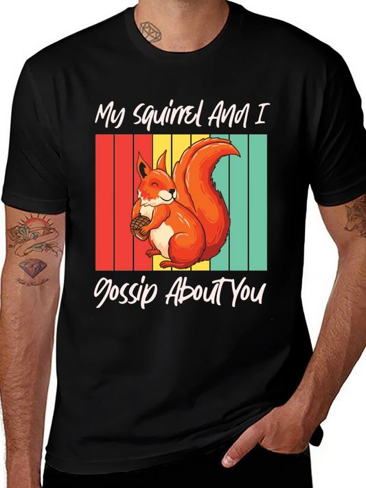 Squirrel Gossip Graphic Tee - Retro Style